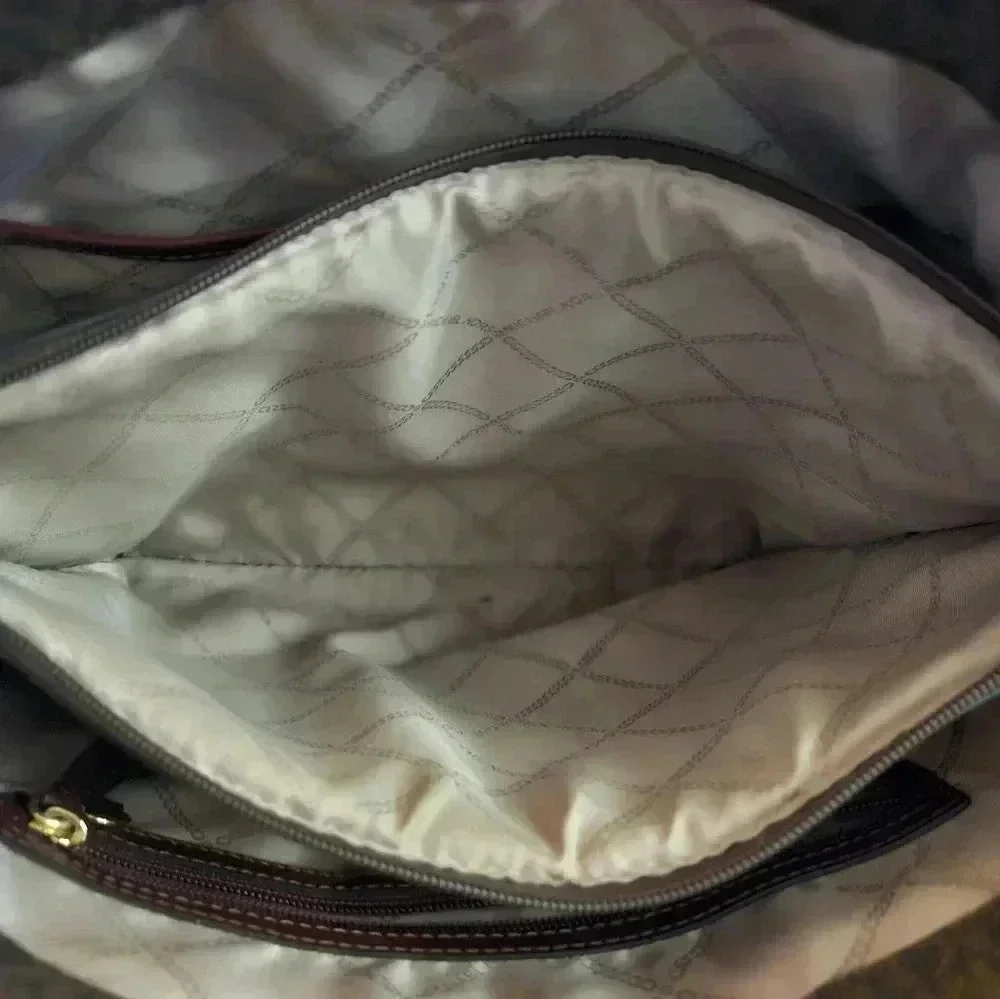 Michael Michael Kors Voyager Dark Berry Leather Monogram Tote OS